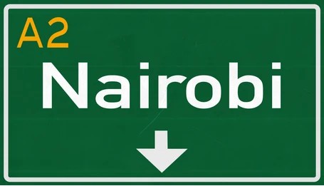 Guidance road signs for navigation and traffic control in Kenya