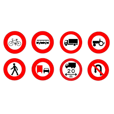 Prohibitory regulatory road signs with red border for Kenyan roads