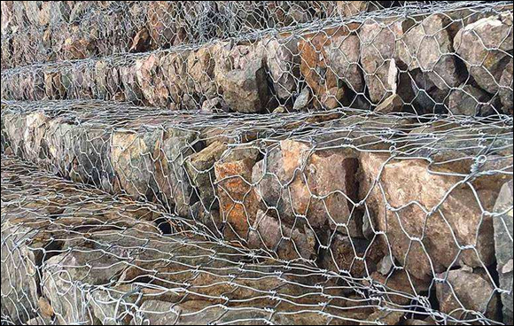 Double twist hexagonal shape gabion box structure
