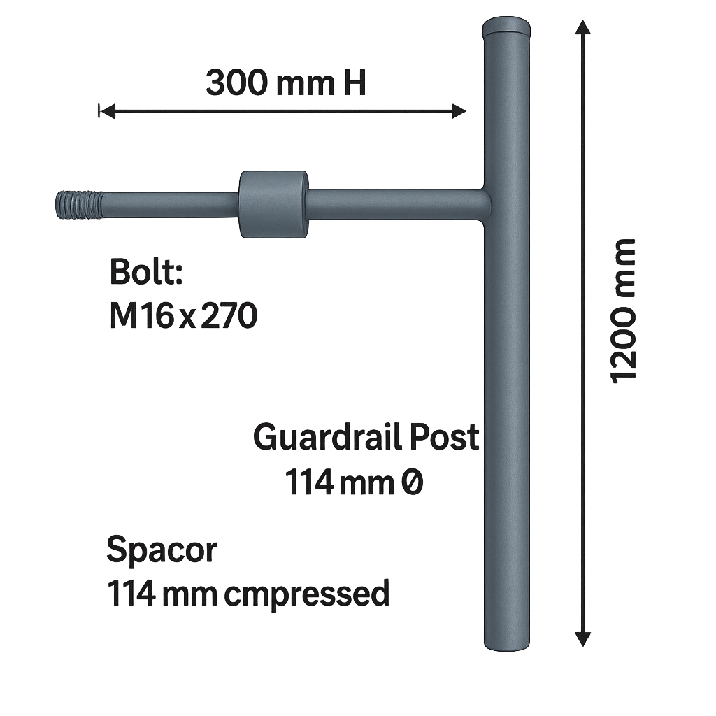 Guardrail bolt and fixing detail