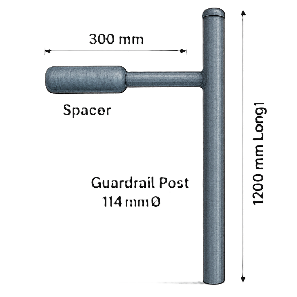 Guardrail round post and spacer diagram