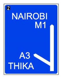 Direction and service information road signs for Kenyan highways