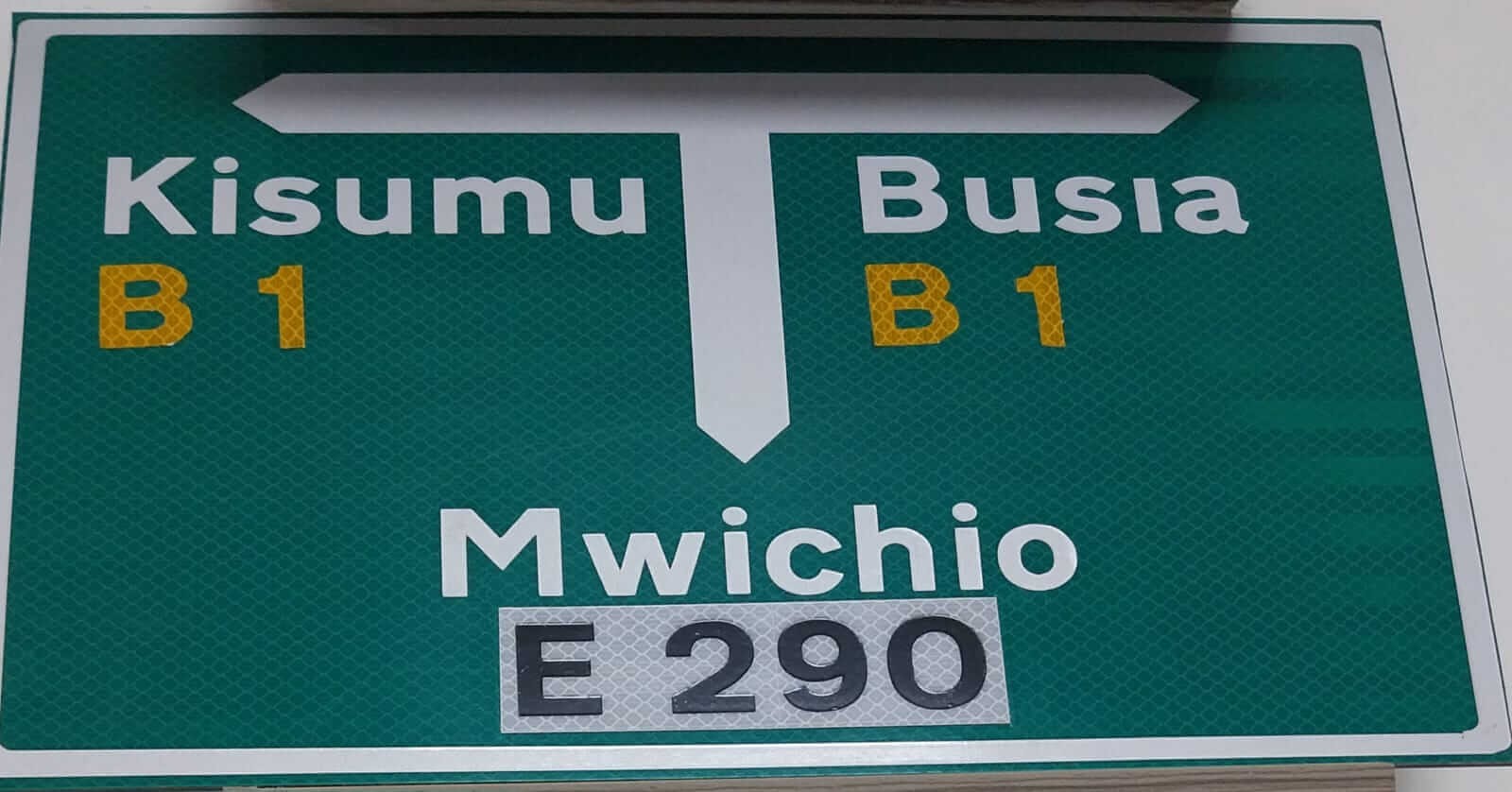 Road information signs for navigation and traffic control in Kenya