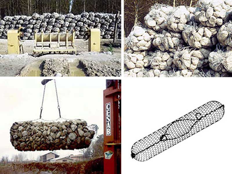 Cylindrical sack gabion for river bank and scour protection in Kenya