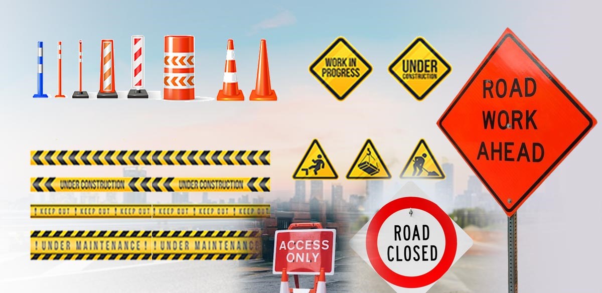 Temporary traffic signs for road construction and maintenance works in Kenya